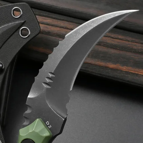 Miniatura 3 de Gtkii GTK691 Cuchillo de hoja fija de acero D2 con mango de fibra de vidrio de nylon y funda de Kydex para camping al aire libre, caza, senderismo