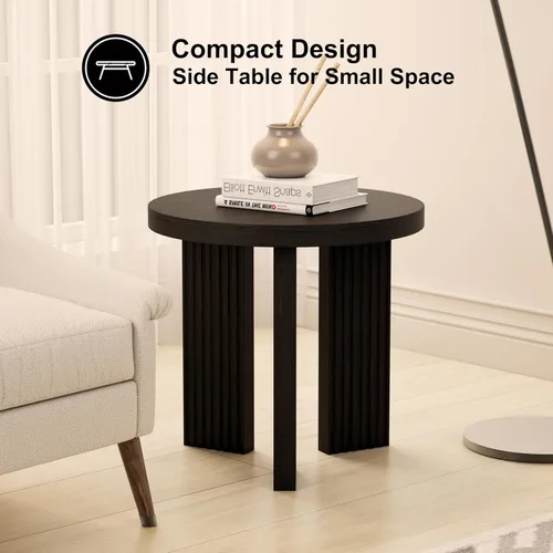 Miniatura 5 de Mesa auxiliar redonda pequeña, mesa de café de 17.52 pulgadas con superficie gruesa y lisa, mesa auxiliar circular con patas estables en forma de X