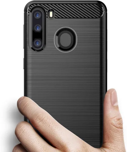 Miniatura 4 de Asuwish Funda compatible con Samsung Galaxy A21, protector de pantalla de vidrio templado y accesorios para celda, fundas delgadas de silicona suave