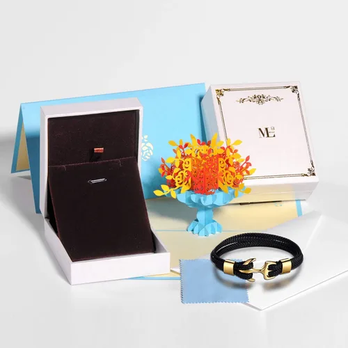 Miniatura 5 de MicLee Pulsera de cuero de anclaje vintage para hombre, pulsera multicapa, pulsera de cuerda con caja de regalo