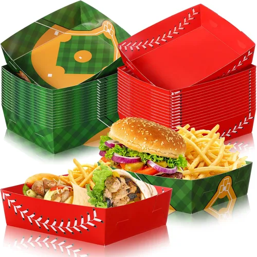 Miniatura 9 de Teling 36 piezas de suministros para fiestas temáticas de béisbol, bandejas grandes de platos de béisbol de 5 libras, bandejas de comida, barco, 4