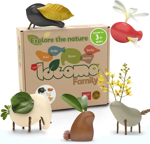 Miniatura 7 de Taksa Toys Locomo Family Black Edition Waldorf Montessori Toys Figuras de animales de madera para niños amantes del aire libre, disparador