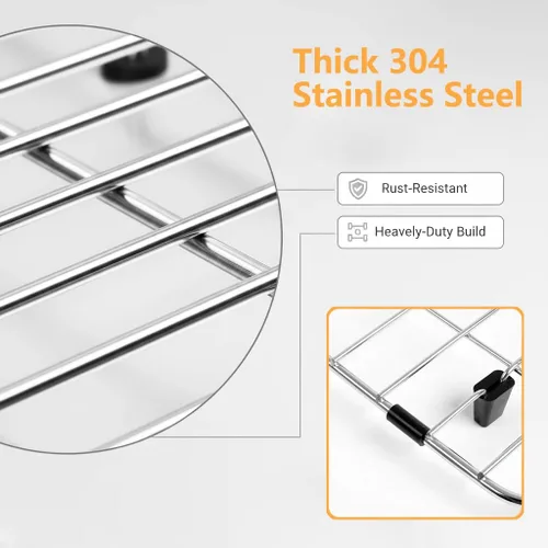 Miniatura 5 de Protectores de fregadero de acero inoxidable para fregadero de cocina, estante de fregadero de metal de 12.25 x 11.5 pulgadas con orificio