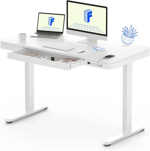 Miniatura 16 de FLEXISPOT Comhar - Escritorio de pie eléctrico de cristal puro con cajones, escritorio y puertos de carga USB, escritorio ergonómico de altura