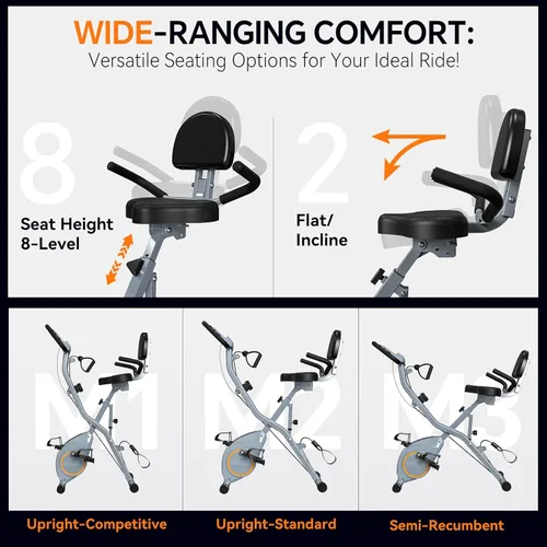 Miniatura 3 de USLIM Bicicleta de Ejercicio Plegable Bicicletas Estáticas para el Hogar, Bicicleta de Entrenamiento Interior 5 EN 1, Bicicleta de Ciclismo