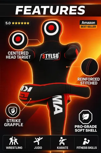 Miniatura 7 de Un-Filled Grappling Dummy Wrestling Dummy Jiu Jitsu Dummy for BJJ MMA Judo Karate Practice Adult Kids Negro
