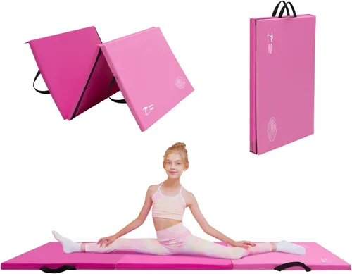 Miniatura 8 de Kangaroo Hoppers Gymnastics Tumbling Mats for Kids, Foldable Gym Mat with Carrying Handles for Home Activity Play