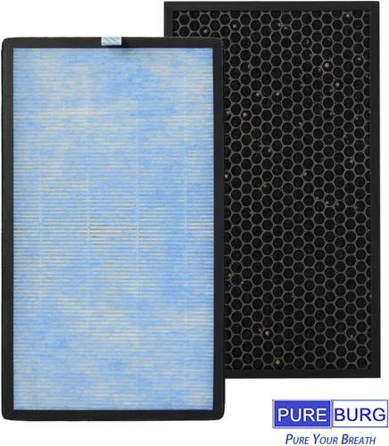 Miniatura 3 de PUREBURG Filtro de repuesto compatible con SimPure HP8 purificador de aire, paquete de 2 unidades de carbón activado HEPA H13 2 en 1 filtración de 4