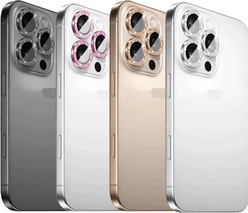 Miniatura 4 de Protector de lente de cámara compatible con iPhone 11, 11 Mini, 11 Pro y iPhone 11 Pro Max (paquete de 3 + 1), purpurina brillante, funda de cámara