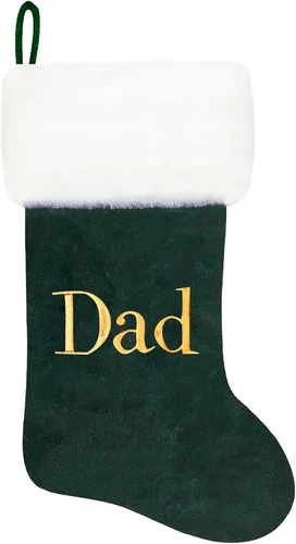 Miniatura 152 de Calcetines de Navidad bordados de 20 pulgadas con monograma, terciopelo negro con puño de felpa blanca supersuave, adornos clásicos para decoración