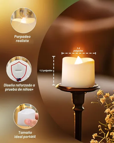 Miniatura 5 de Homemory 24 velas parpadeantes sin llama que funcionan con pilas, más de 200 horas de luces LED eléctricas falsas para decoración votiva, de mesa