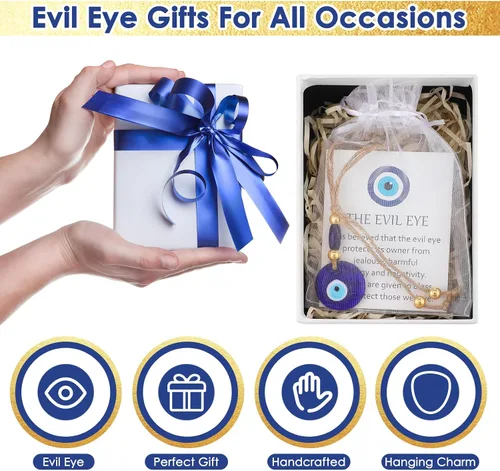 Miniatura 6 de Skylety Juego de 12 Llaveros con Dije de Mal de Ojo de Cristal Griego para Colgar en el Coche, Colgante de Mal de Ojo, Amuleto Turco de la Suerte