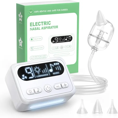 Miniatura 2 de Aspirador Nasal para Bebé, Succionador Nasal Eléctrico para Bebé y Niños Pequeños, Alivio de Congestión con 3 Niveles de Succión, Luz Relajante
