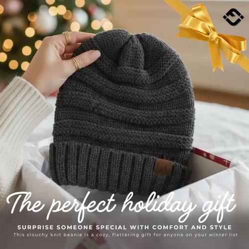 Miniatura 34 de Funky Junque Gorro de moda de punto trenzado de talla extragrande, grueso, abrigado, suave y holgado