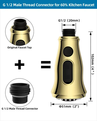 Miniatura 3 de Reemplazo universal de cabezal de grifo de cocina con 15 adaptadores compatible con estándar americano/Kohler/Moen/Delta, cabezal rociador de grifo