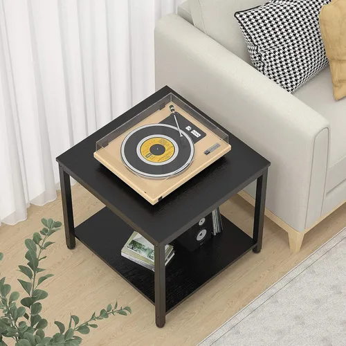 Miniatura 2 de Homieasy Mesa Auxiliar Cuadrada de 20 Pulgadas, Mesa de Centro de Café y Té de 2 Niveles, Mesitas de Noche para Sofá, Sillón, Cama, Mesa Auxiliar