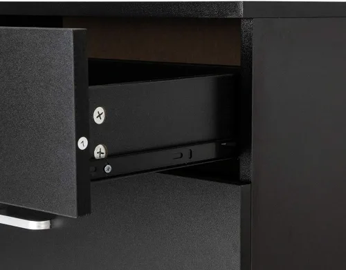 Miniatura 8 de Vasitelan Cómoda de madera con 3 cajones, cómoda de almacenamiento moderna, mesita de noche de madera para dormitorio, sala de estar (negro)