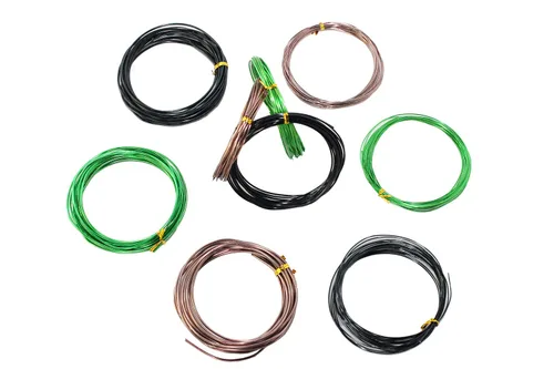 Miniatura 3 de 9 rollos de cables de bonsái, alambre de entrenamiento de bonsái de aluminio anodizado con 3 colores (negro, marrón, verde) y 3 tamaños