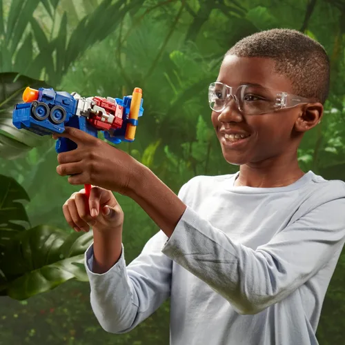 Miniatura 6 de Transformers Películas de Rise of the Beasts 2 en 1 Optimus Prime Blaster de juguetes con tecnología Nerf para edades de 6 años en adelante, 7