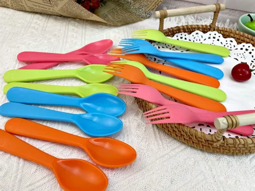 Miniatura 6 de Jawbush 16 utensilios para niños, tenedores y cucharas de plástico para niños, utensilios reutilizables para niños, juego de cubiertos duraderos 8