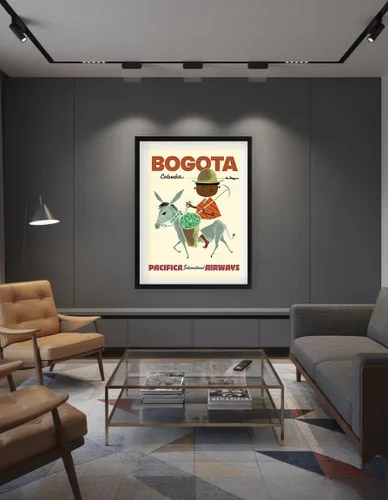 Miniatura 7 de Sokoloff c.1950s - Bogotá Colombia - Pacifica International Airways - Andes Boy with Colombian Emeralds - Póster vintage de viaje de aerolínea por