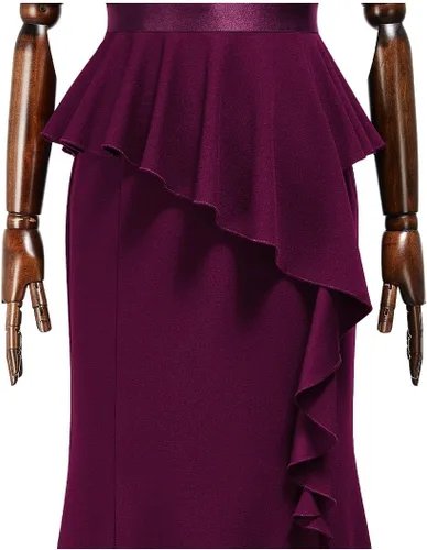 Miniatura 7 de MISSMAY Elegante vestido largo de cóctel con volantes y encaje floral para mujer