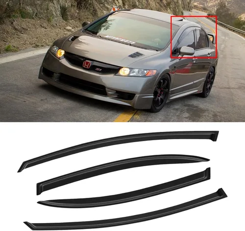 Miniatura 60 de Visera de ventana para Honda Civic 2022-2025, protectores de lluvia de canal exterior, escudos, deflector de ventilación, sombra, viento, humo
