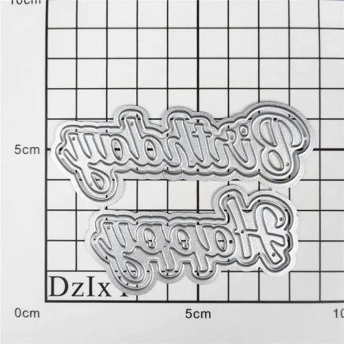 Miniatura 4 de DzIxY Shadow Happy Birthday - Troqueles de corte de metal para hacer tarjetas, kit de álbumes de recortes, papel en relieve, troquelados, plantillas