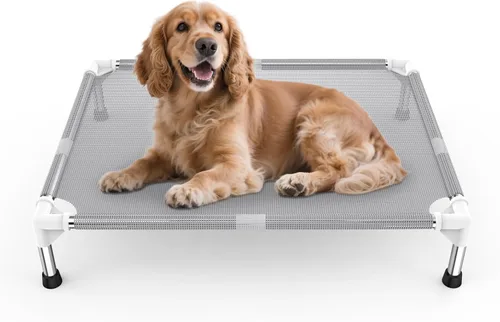 Miniatura 9 de Cama elevada para perros con tela refrescante Teslin - Catre ligero para perros pequeños, malla transpirable impermeable y lavable, cama elevada