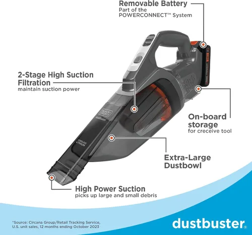 Miniatura 2 de BLACK+DECKER 20V MAX POWERCONNECT Aspiradora de mano, inalámbrica, batería no incluida, solo herramienta desnuda (BCHV001B)