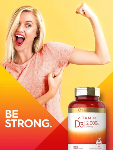 Miniatura 6 de Carlyle Vitamina D3 2000IU cápsulas blandas 400 unidades Fórmula sin OMG, sin gluten 50 mcg Suplemento de vitamina D
