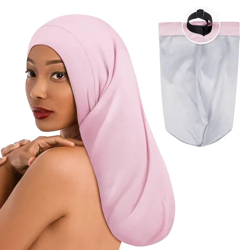 Miniatura 25 de Fittia Cofia de satén para dormir, sedosa sin encrespamiento para el cuidado de rizos, correa ajustable para no deslizarse, gorra para trenzas