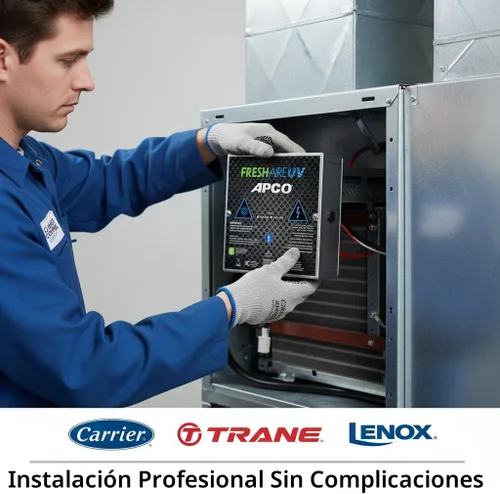 Miniatura 5 de Purificador de aire APCO Carbon Cell Matrix UV para HVAC con cable de alimentación, incluye lámpara UVC de 1 año (Serie 18-32 VAC) # TUV-APCO-ER