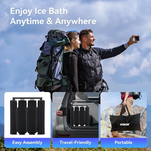 Miniatura 9 de HOROW Bañera de hielo ovalada extragrande para atletas, 100 galones, portátil, para recuperación y terapia de agua fría, bañera de hielo