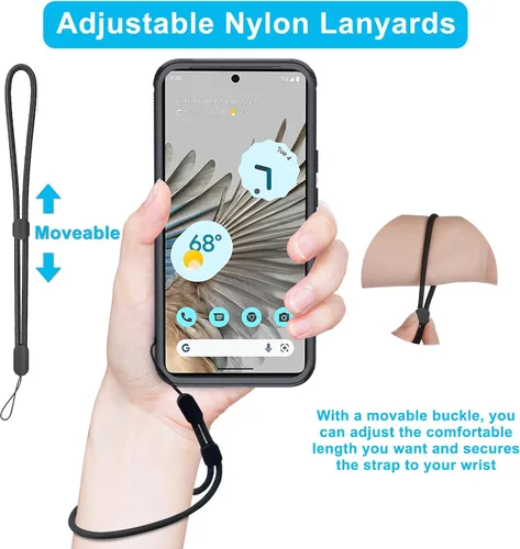 Miniatura 6 de Janmitta Funda para Google Pixel 9 Pro XL con protector de pantalla + protector de lente de cámara + correa de muñeca, resistente a prueba de NEGRO