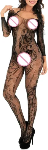 Miniatura 6 de Body de malla para mujer, sin entrepierna, sexy, de malla, cuerpo completo, babydoll, babydoll de peluche, bodycon, lencería
