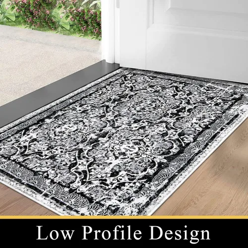 Miniatura 6 de Vaukki Alfombra de pasillo, alfombra vintage peluda y suave para lavandería, alfombra antideslizante para entrada, alfombra lavable de estilo granja
