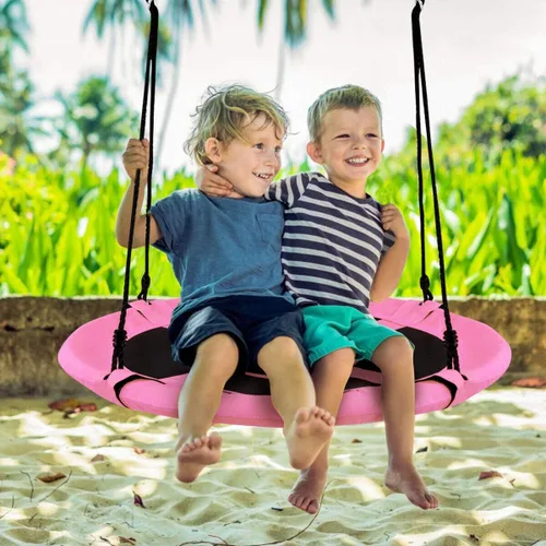 Miniatura 2 de Costzon - Platillo volador de 40 pulgadas, columpio seguro y resistente para niños de fácil montaje, cuerdas ajustables, ideal para el parque de Rosa