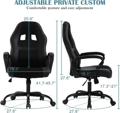 Miniatura 2 de Silla ejecutiva para juegos de PC con soporte lumbar y reposacabezas, silla ergonómica de cuero para oficina en casa, sala de juegos, resistente