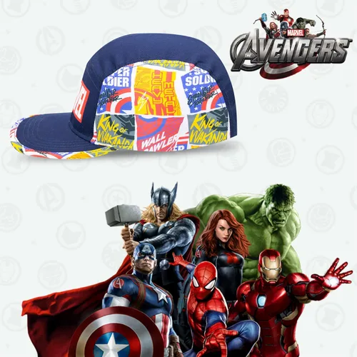 Miniatura 2 de Marvel Avengers, Captain America, Hulk, Ironman - Gorra de béisbol de ala plana, para niños de 5 a 15 años, marino