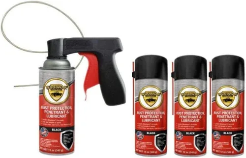woolwax Recubrimiento inferior de 12 onzas (4) latas de lanolina en aerosol en aerosol inhibidor y prevención de óxido negro, lubricante