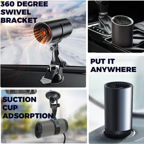 Miniatura 7 de Descongelador de parabrisas portátil de 12 V 150 W giratorio 180° para automóvil, SUV, camión, caravana, remolque, se conecta al encendedor