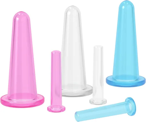 Juego de 4 ventosas de masaje de silicona, mini tazas faciales para masajeadores faciales, ayudante para el cuidado de la piel, cuello y espalda