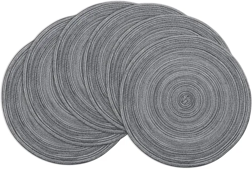 Miniatura 12 de Winknowl Juego de 4 manteles individuales redondos trenzados, lavables, tejidos resistentes al calor, para mesas de cocina, comedor, manteles Beige