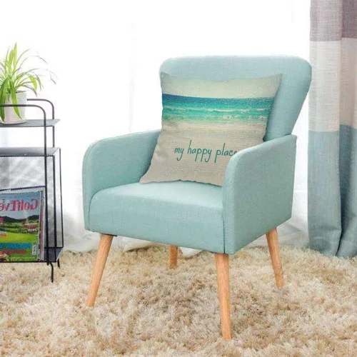 Miniatura 3 de AOYEGO My Happy Place - Funda de almohada con purpurina de playa, océano, olas de mar, verano, arena, cielo, naturaleza, bahía, con purpurina, 18 x