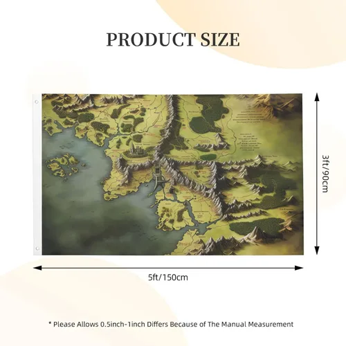 Miniatura 2 de Bandera de jardín impresa con mapa de la Tierra Media de 3 x 5 pies, bandera para exteriores, bandera de brisa, banderas a prueba de decoloración