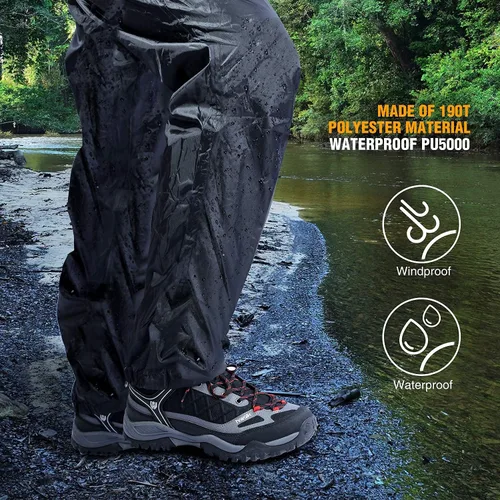 Miniatura 6 de REDCAMP Unisex Rain Pants Waterproof Lightweight with Side Zipper, PU5000mm Great for Hiking Outdoor, MLXLXXL Black