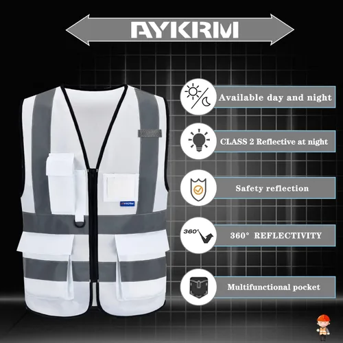 Miniatura 4 de A-SAFETY Chaleco de Seguridad Reflejante de Alta Visibilidad con Logo Personalizado (XS-8XL)