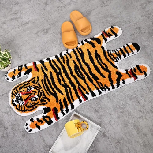 Miniatura 8 de Panstar Tapete de baño de leopardo para baño, tapete de baño de dibujos animados de leopardo marrón, antideslizante, absorbente en forma de animal