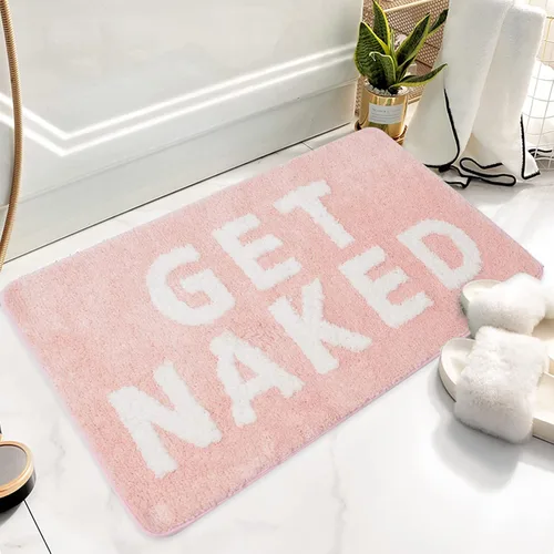 ChezMax Get Naked - Tapete de ducha de microfibra antideslizante, bonita alfombra de ducha absorbente, divertida decoración de baño para bañera,